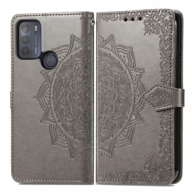 Flip Case Für Motorola Moto G50 Mandala Relief Kunstleder Retro