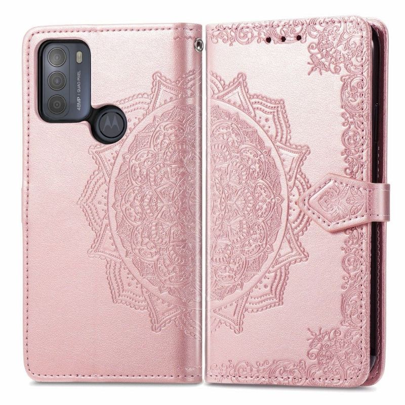 Flip Case Für Motorola Moto G50 Mandala Relief Kunstleder Retro