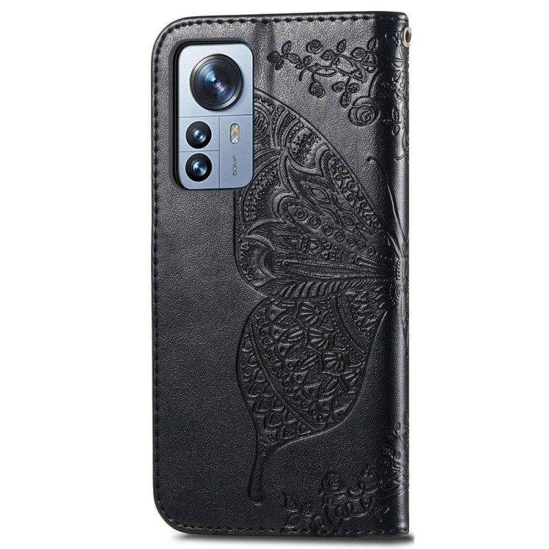 Flip Case Für Xiaomi 12T / 12T Pro Barocker Schmetterling