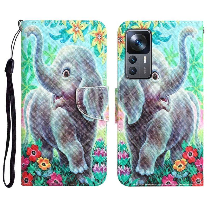 Flip Case Für Xiaomi 12T / 12T Pro Mit Kordel Fass Mich Nicht An Elefant Mit Riemen