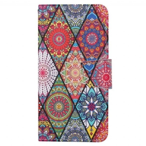 Flip Case Für Xiaomi 12T / 12T Pro Patchwork Mit Schlüsselband