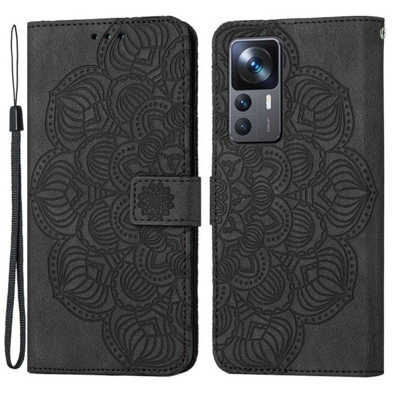 Lederhüllen Für Xiaomi 12T / 12T Pro Mit Kordel Riemchen-barock-mandala