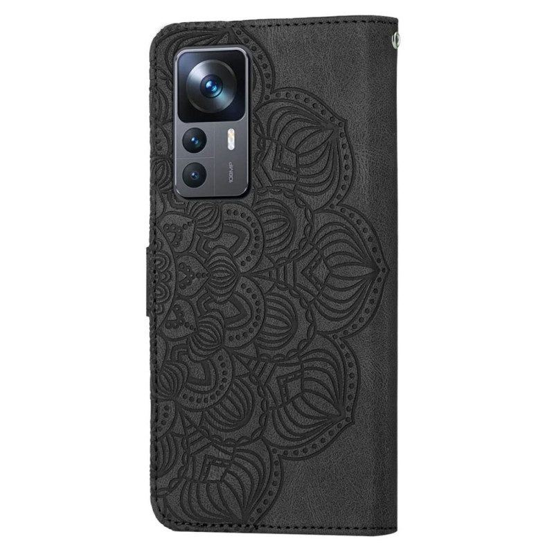 Lederhüllen Für Xiaomi 12T / 12T Pro Mit Kordel Riemchen-barock-mandala