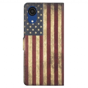 Lederhüllen Für Samsung Galaxy A03 Core Anti-Sturz Vintage Amerikanische Flagge