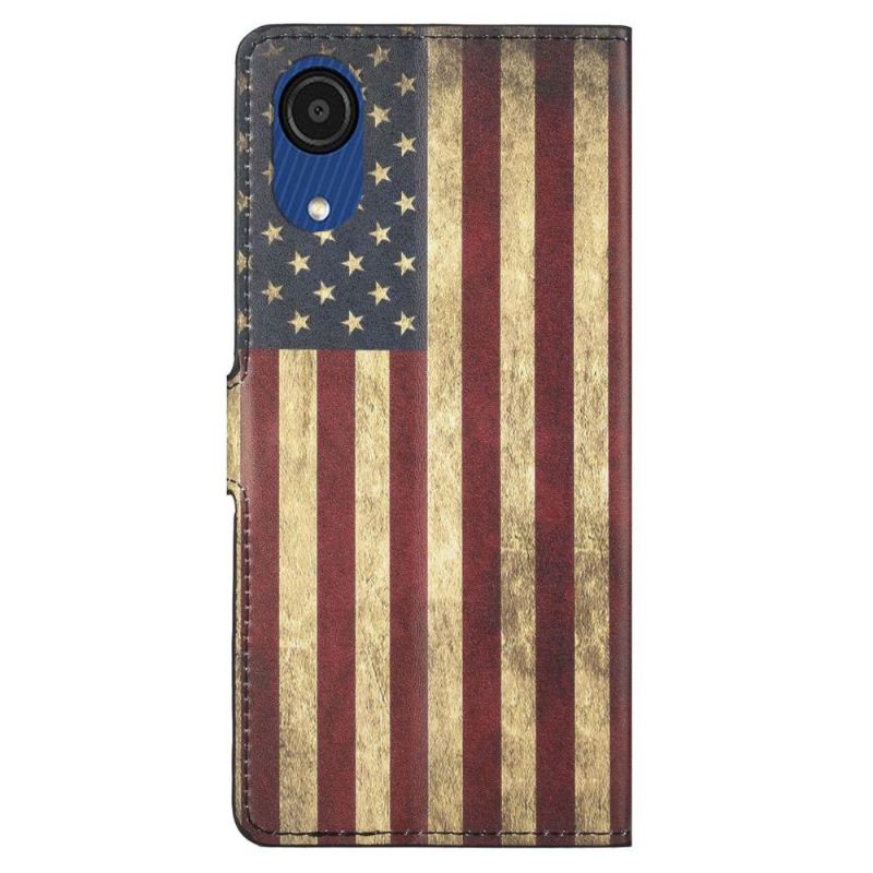 Lederhüllen Für Samsung Galaxy A03 Core Anti-Sturz Vintage Amerikanische Flagge