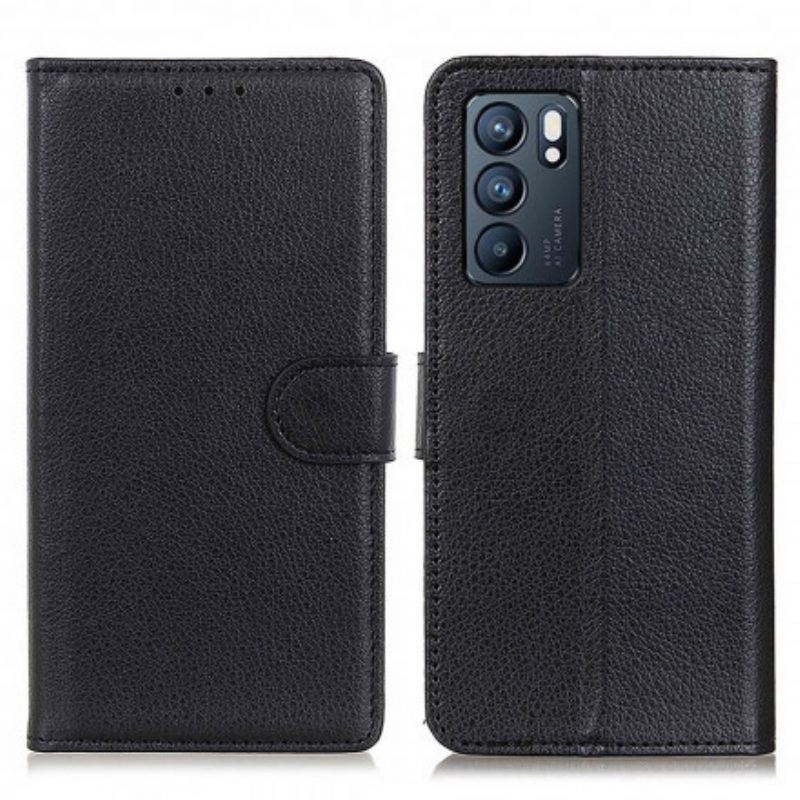 Flip Case Für Oppo Reno 6 5G Litschi-kunstleder