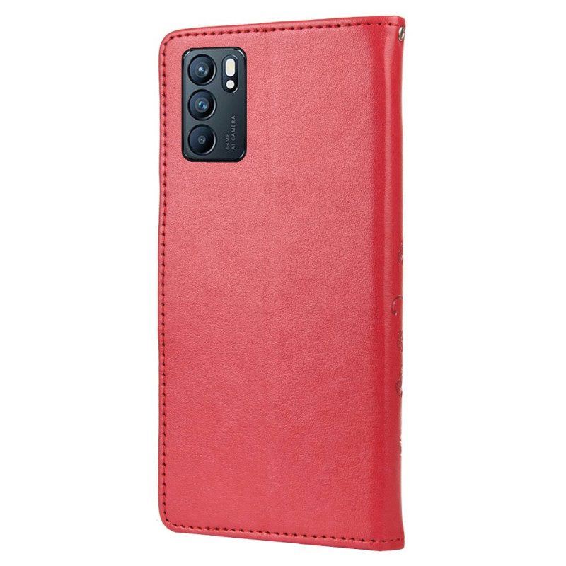 Flip Case Für Oppo Reno 6 5G Schmetterlinge Und Blumen