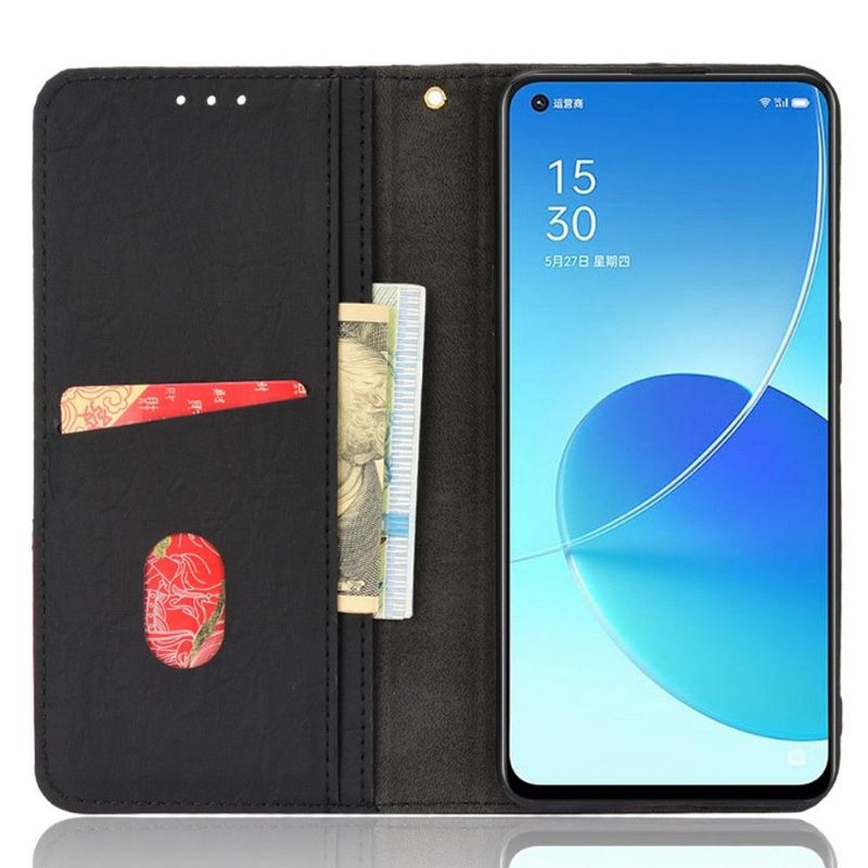 Lederhüllen Für Oppo Reno 6 5G Flip Case Retro Kunstleder