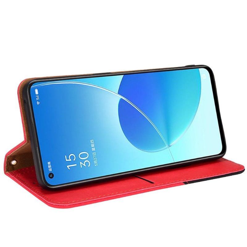 Lederhüllen Für Oppo Reno 6 5G Flip Case Retro Kunstleder