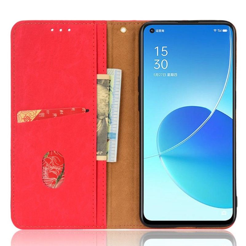 Lederhüllen Für Oppo Reno 6 5G Flip Case Retro Kunstleder