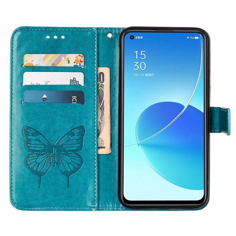 Lederhüllen Für Oppo Reno 6 5G Schutzhülle Schmetterlingsblumen-kartenhalter