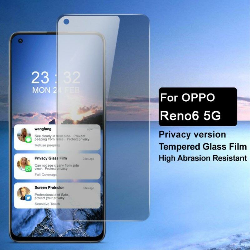 Oppo Reno 6 5G Displayschutzfolie Aus Gehärtetem Glas Und Blickschutzfilter