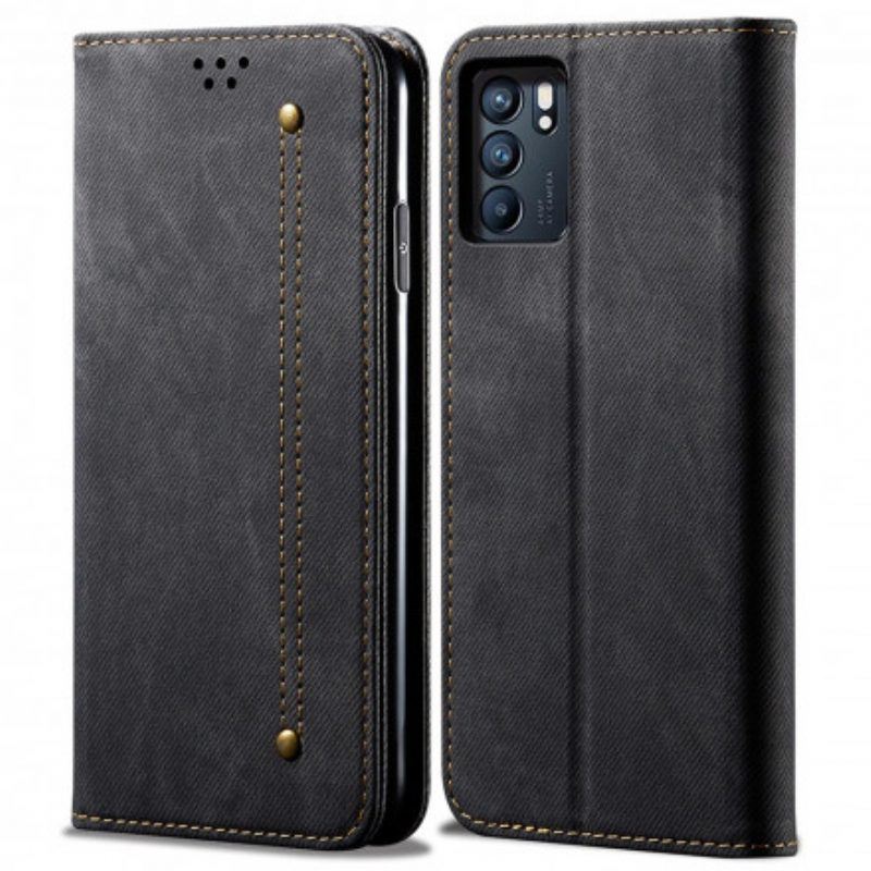 Schutzhülle Für Oppo Reno 6 5G Flip Case Denim-stoff