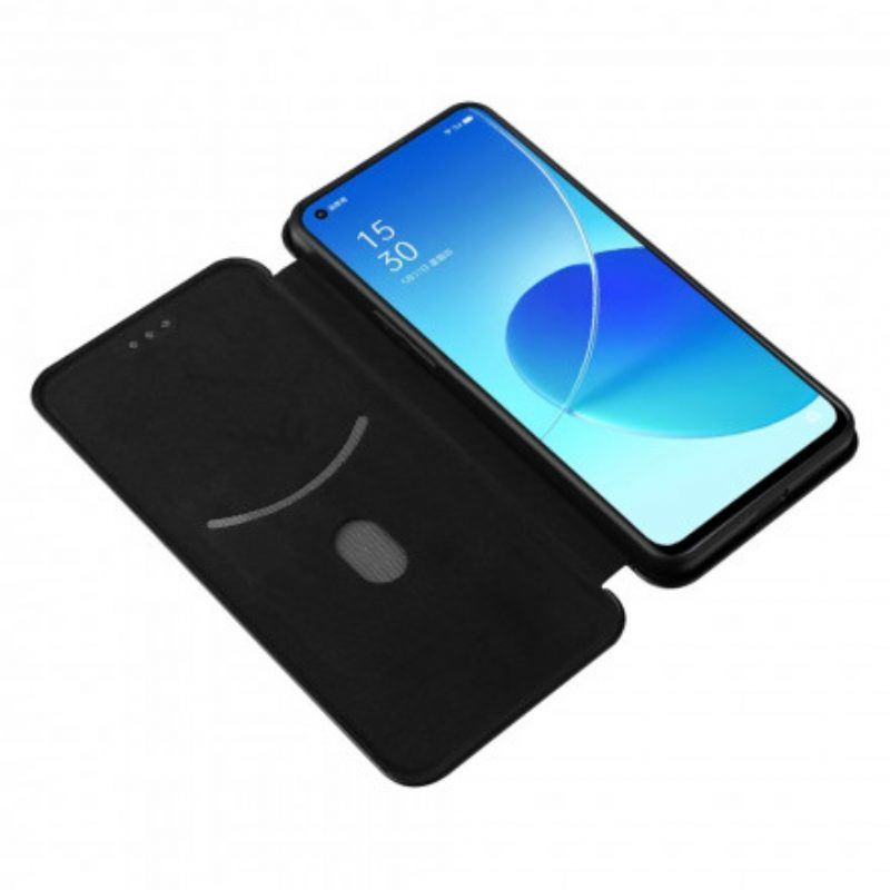 Schutzhülle Für Oppo Reno 6 5G Flip Case Farbiges Carbon-silikon