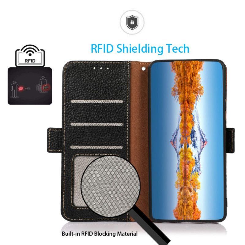 Flip Case Für Realme GT2 Pro Lychee-leder Khazneh Rfid