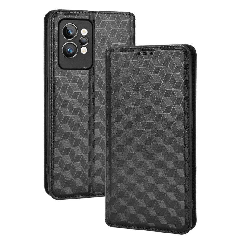 Schutzhülle Für Realme GT2 Pro Flip Case 3d-würfel-ledereffekt