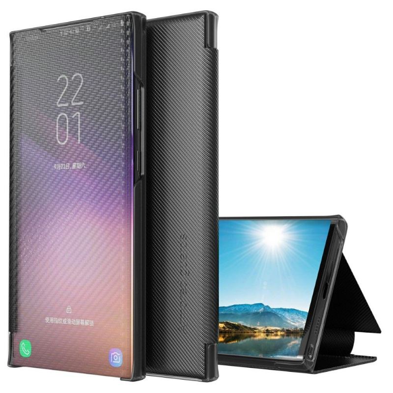 Handyhülle Für Samsung Galaxy A50 Schutzhülle Flip Case Kohlefaser