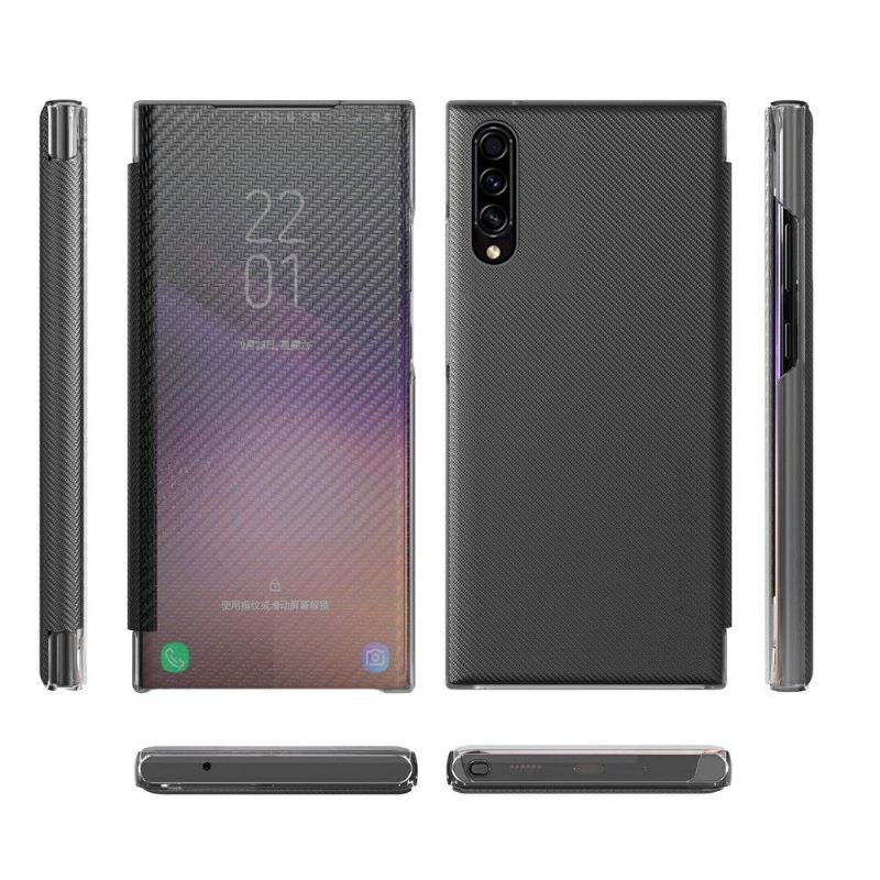 Handyhülle Für Samsung Galaxy A50 Schutzhülle Flip Case Kohlefaser