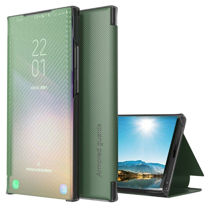 Handyhülle Für Samsung Galaxy A50 Schutzhülle Flip Case Kohlefaser