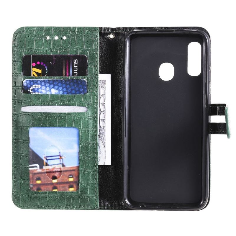 Flip Case Für Samsung Galaxy A20e Leder Mit Krokodileffekt