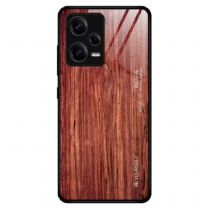 Handyhülle Für Poco X5 Pro 5G Holzdesign Aus Gehärtetem Glas