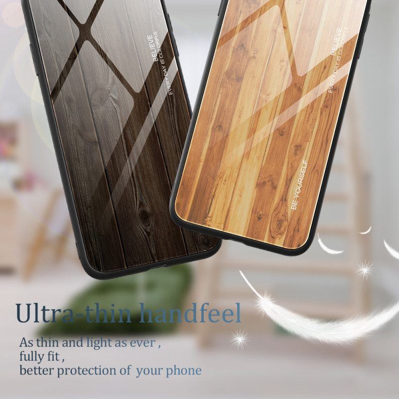 Handyhülle Für Poco X5 Pro 5G Holzdesign Aus Gehärtetem Glas