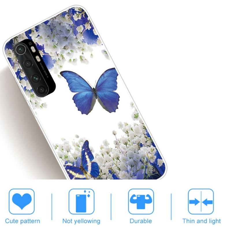 Hülle Für Xiaomi Mi Note 10 Lite Blaue Blumen Und Schmetterlinge