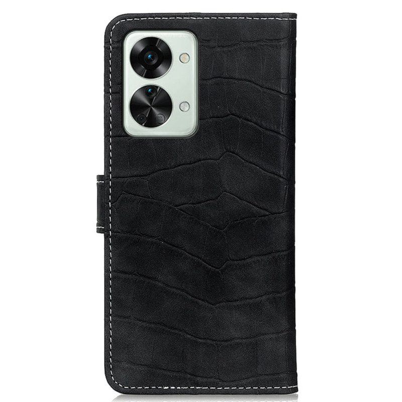 Flip Case Für OnePlus Nord 2T 5G Krokodilleder-stil