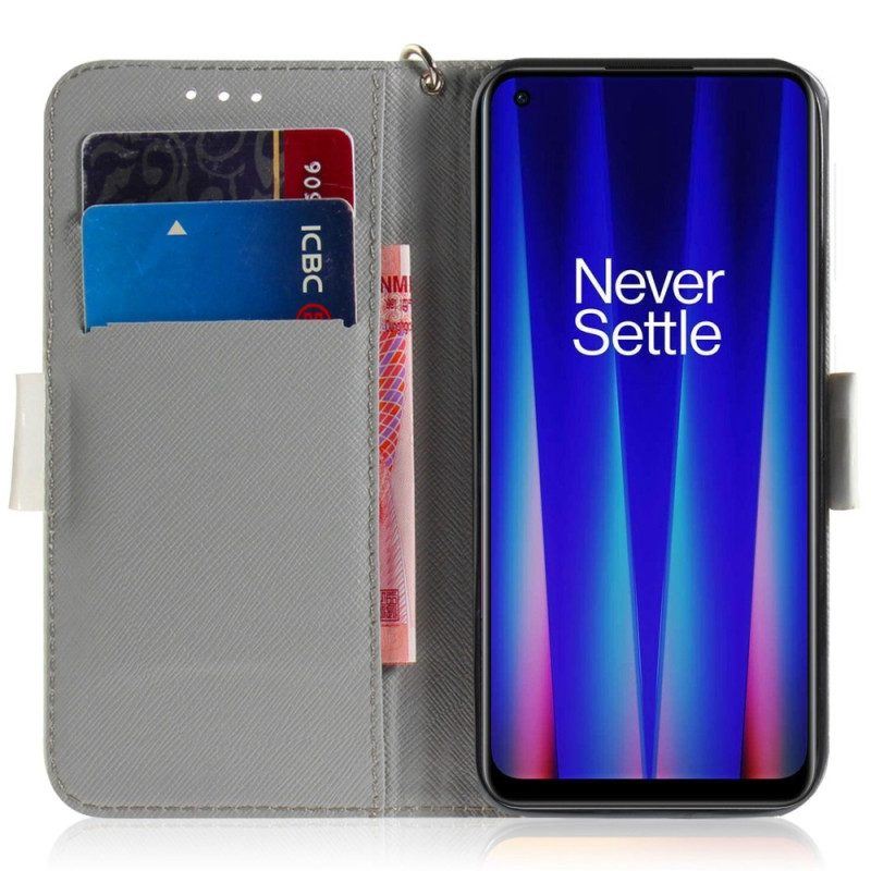 Flip Case Für OnePlus Nord 2T 5G Mit Kordel Panda Love Mit Schlüsselband