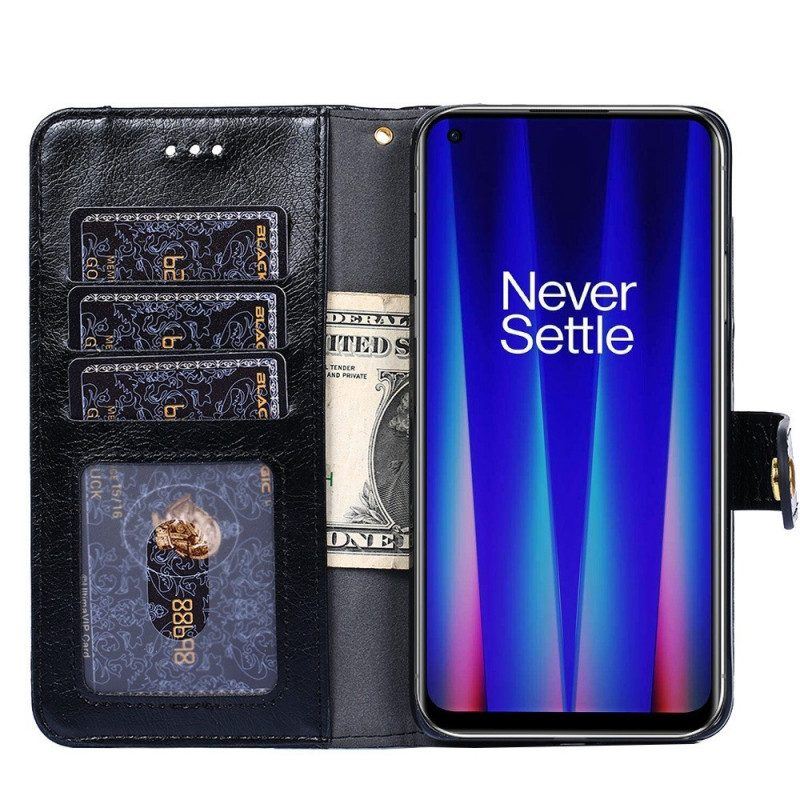 Flip Case Für OnePlus Nord 2T 5G Münzgeldbörse Und Umhängeband Vorne