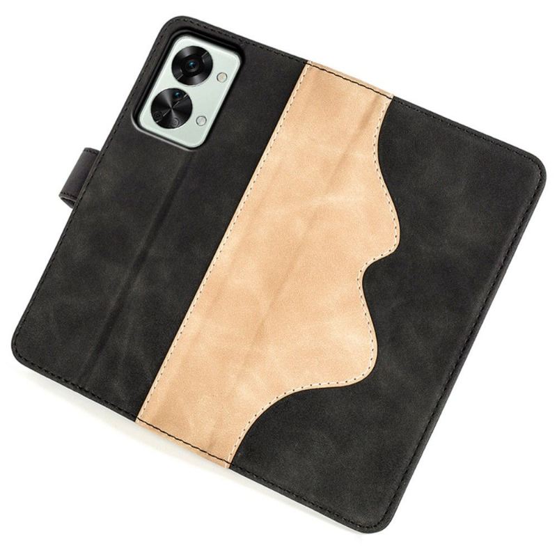 Lederhüllen Für OnePlus Nord 2T 5G Flip Case Zweifarbiger Folio-ständer