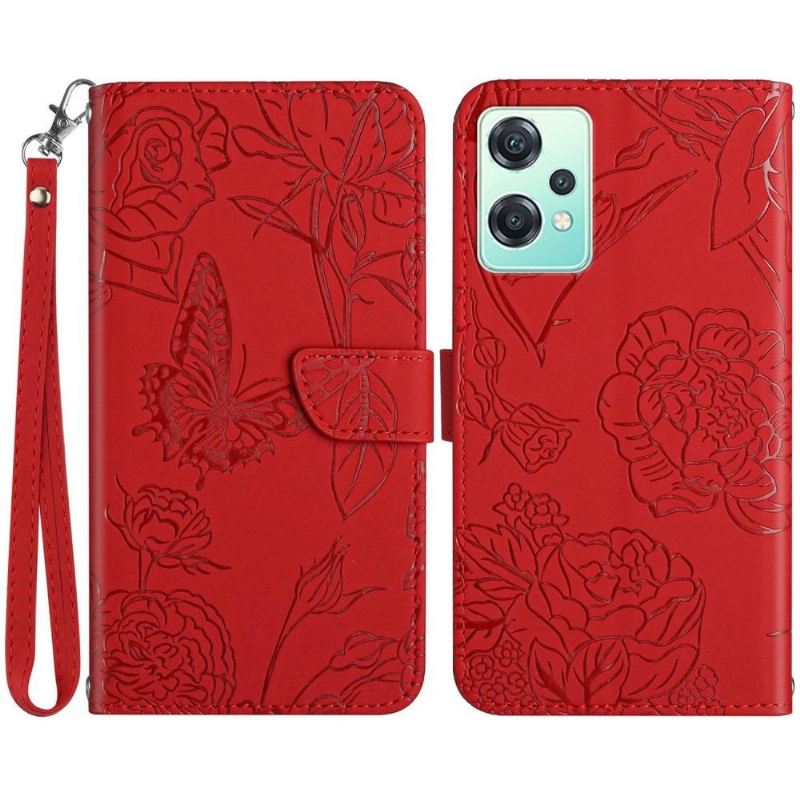 Flip Case Für OnePlus Nord CE 2 Lite 5G Schmetterlings- Und Blumenillustration