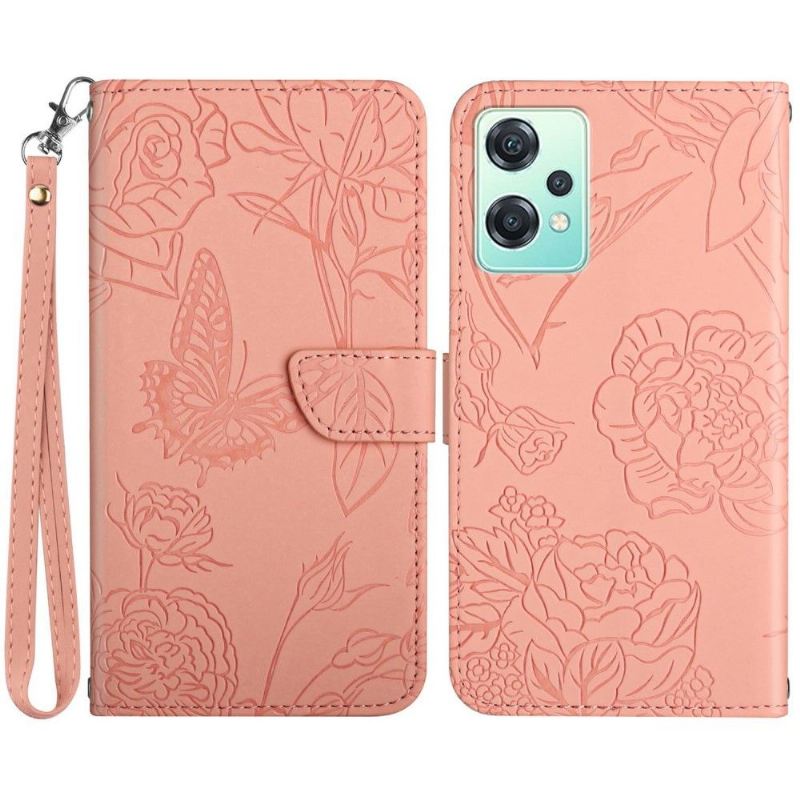 Flip Case Für OnePlus Nord CE 2 Lite 5G Schmetterlings- Und Blumenillustration