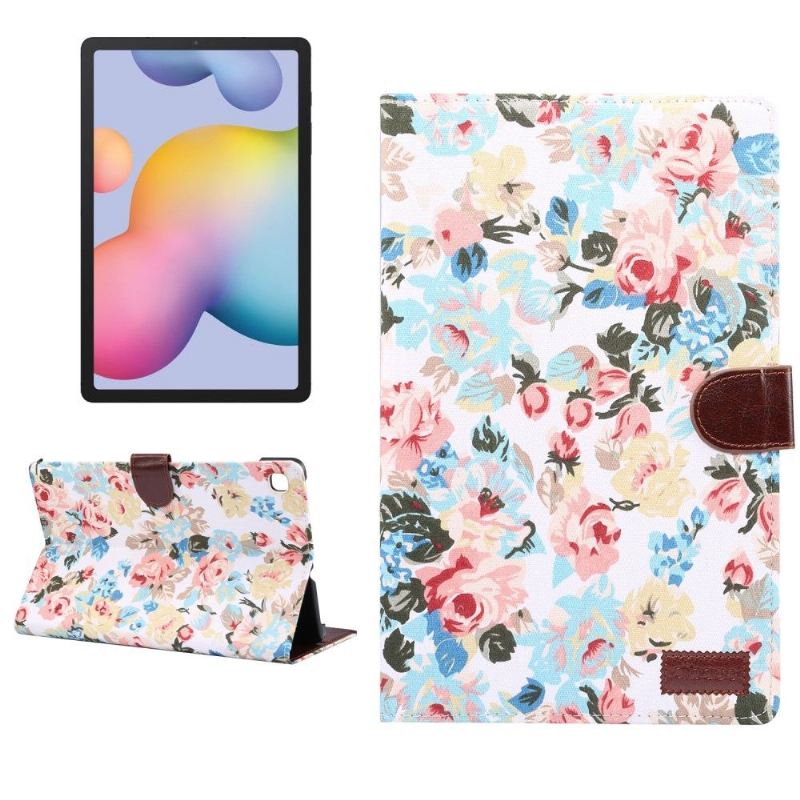 Flip Case Für Samsung Galaxy Tab S6 Lite Blumenstoff