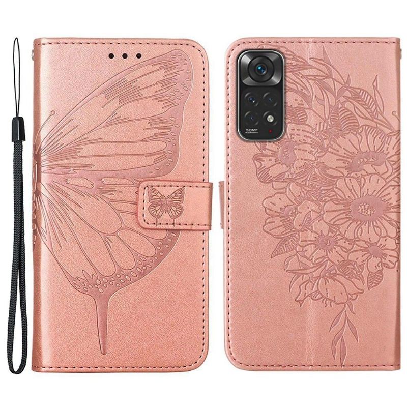 Lederhüllen Für Xiaomi Redmi Note 11 / Note 11S Anti-Sturz Schmetterlingsblumen-kartenhalter