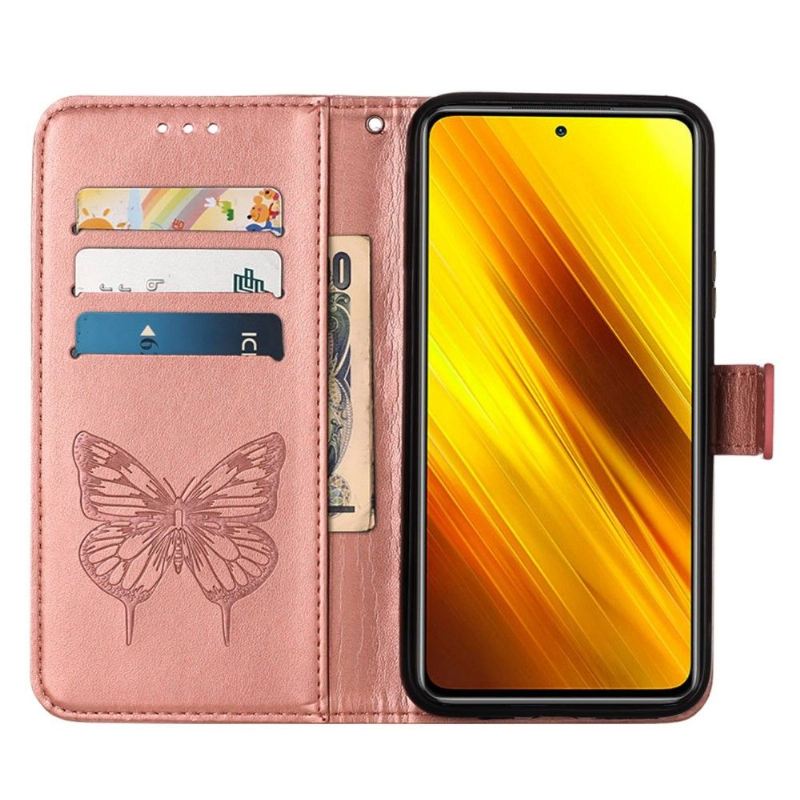 Lederhüllen Für Xiaomi Redmi Note 11 / Note 11S Anti-Sturz Schmetterlingsblumen-kartenhalter