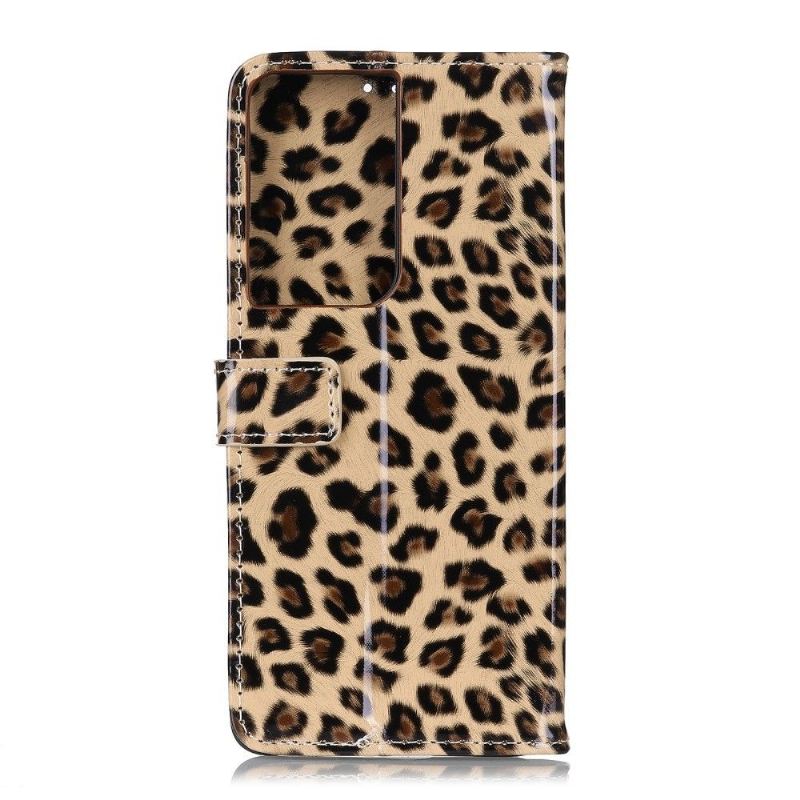 Flip Case Für Samsung Galaxy S21 Ultra 5G Kunstleder Im Leoparden-stil