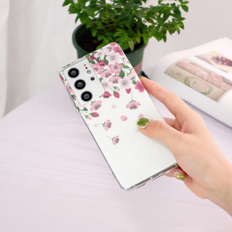 Hülle Für Samsung Galaxy S21 Ultra 5G Fluoreszierende Blumen