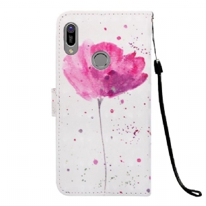 Flip Case Für Huawei Y6 2019 Mit Kordel Rosa Blume