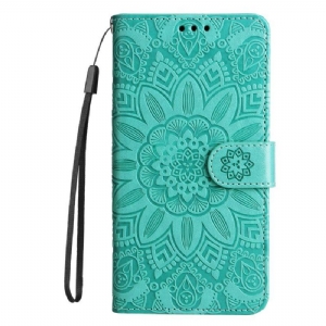 Flip Case Für Honor Magic 5 Lite Mandala-sonne Mit Schlüsselband