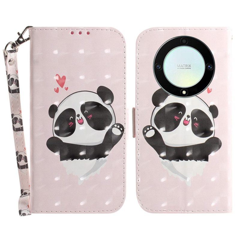 Lederhüllen Für Honor Magic 5 Lite Mit Kordel Panda Love Mit Schlüsselband