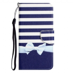 Flip Case Für Samsung Galaxy A14 / A14 5G Mit Kordel Marineblaues Armband