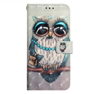 Flip Case Für Samsung Galaxy A14 / A14 5G Mit Kordel Miss Owl Mit Riemen