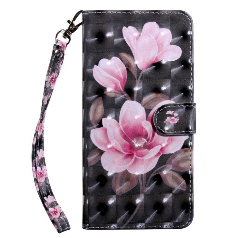 Flip Case Für Samsung Galaxy A14 / A14 5G Mit Kordel Riemenrosen