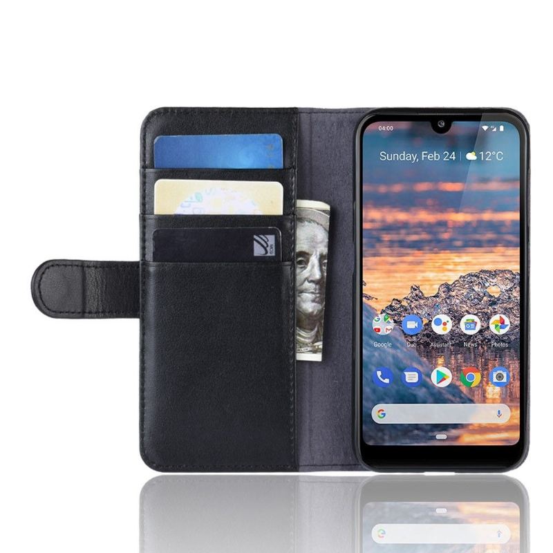 Case Für Nokia 4.2 Anti-Sturz Geldbörse Premium-leder - Schwarz