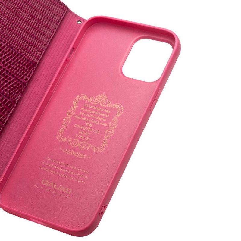 Flip Case Für iPhone 12 Mini Echtleder Mit Krokodileffekt