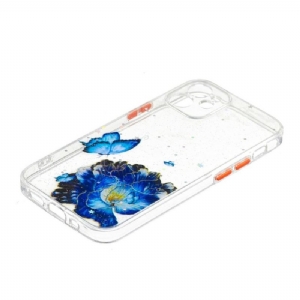 Hülle Für iPhone 12 Mini Blaue Blumen Und Schmetterlinge