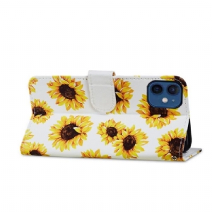 Lederhüllen Für iPhone 12 Mini Sonnenblumenblüte