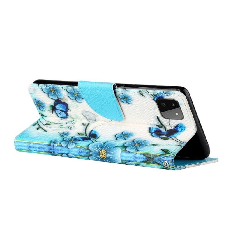 Case Für Samsung Galaxy A22 5G Blaue Blumen Und Schmetterlinge