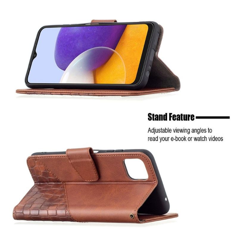 Flip Case Für Samsung Galaxy A22 5G Lederoptik In Kroko-optik